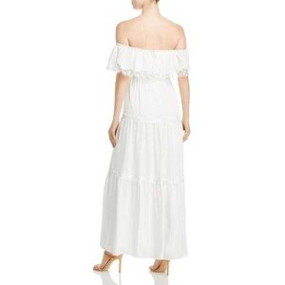 NWT Aqua white lace trim off shoulder evening bridal gown - Picture 3 of 3